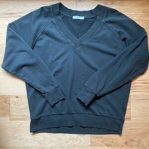 perfectwhitetee Sinead French Terry V-Neck Sweatshirt - Vintage Black